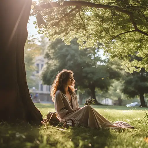 Mädchen in einem Stadtpark in der Natur